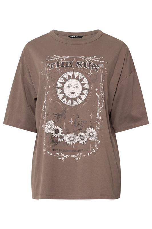 YOURS Plus Size Chocolate Brown 'The Sun' Boxy T-Shirt | Yours Clothing 5