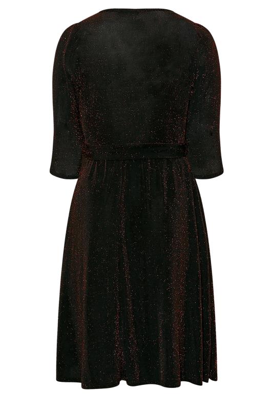 YOURS LONDON Curve Red Glitter Wrap Dress | Yours Clothing 7
