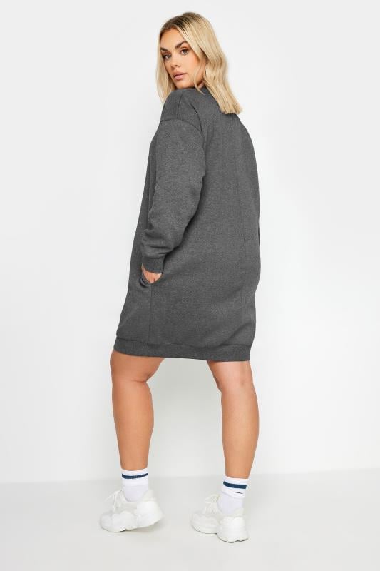 YOURS Plus Size Dark Grey Sweatshirt Dress | Yours Clothing  4