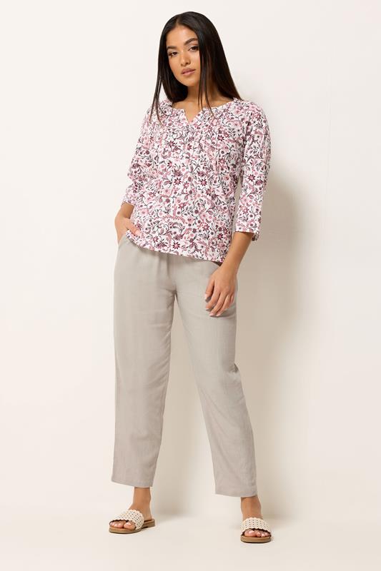 M&Co Petite Natural Brown Linen Joggers | M&Co 1