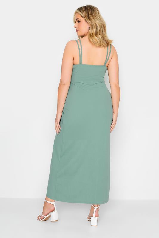 YOURS PETITE Plus Size Sage Green Split Hem Maxi Dress | Yours Clothing 3