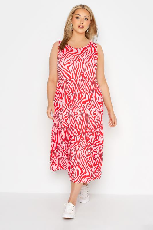 Curve Pink Zebra Print Sleeveless Midaxi Dress 1