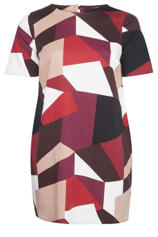 Curve Red Geometric Colour Block Tunic Dress_F.jpg