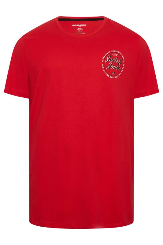 JACK & JONES Big & Tall Navy & Red 3 Pack T-Shirts | BadRhino 5
