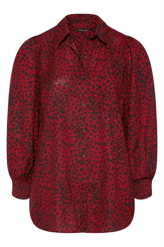 LIMITED COLLECTION Curve Wine Red Dalmatian Print Shirt 6