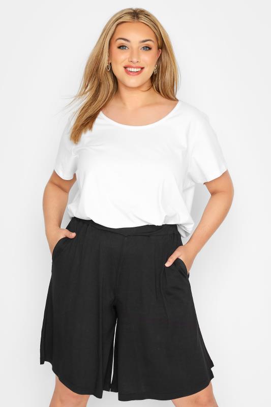 Plus Size Jersey Shorts Yours Curve Black Jersey Pull On Shorts