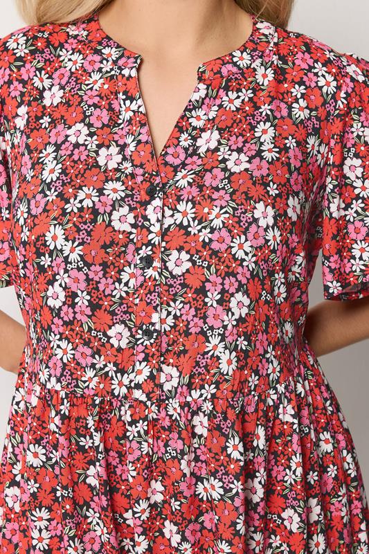YOURS Plus Size Red Floral Placket Dress | Yours Clothing 4