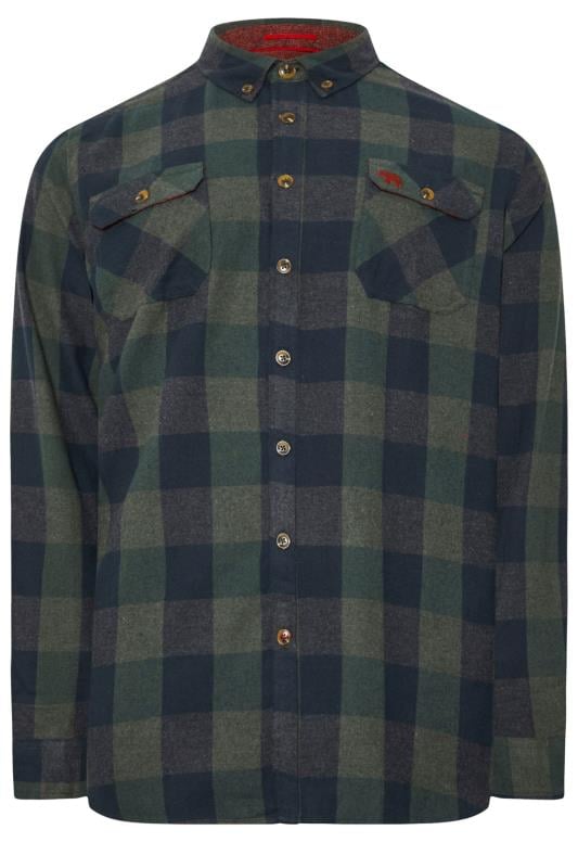 D555 Big & Tall Green Check Print Overshirt | BadRhino 1