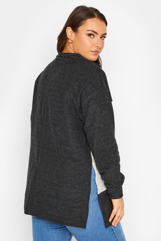 YOURS LUXURY Plus Size Black Soft Touch Zip Neck Jumper | Yours Clothing 3