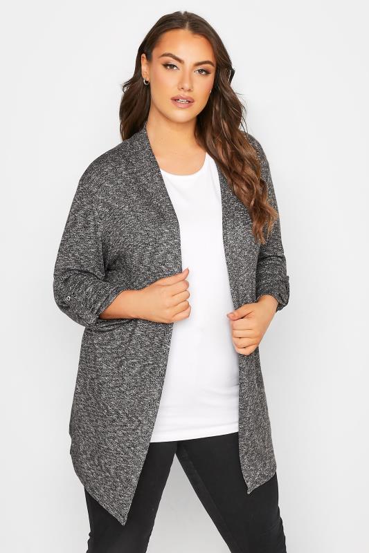Plus Size Charcoal Grey Marl Cardigan | Yours Clothing 1