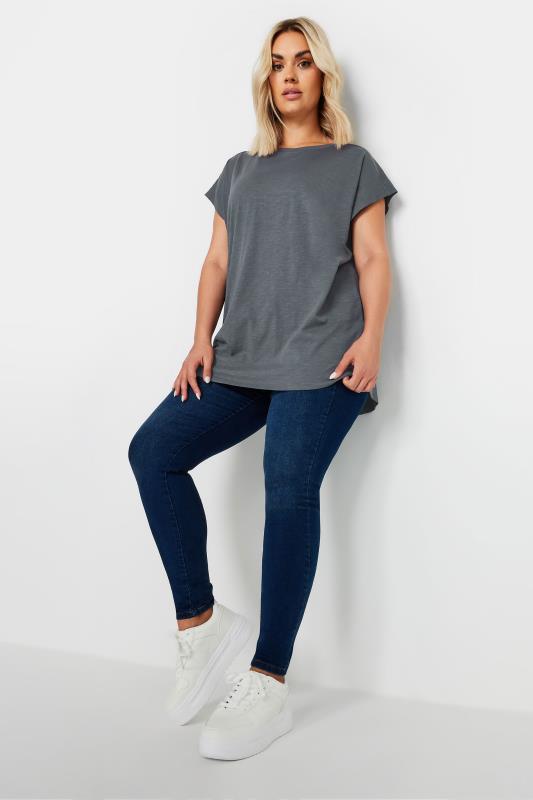 YOURS Plus Size Grey Crew Neck T-Shirt | Yours Clothing 2