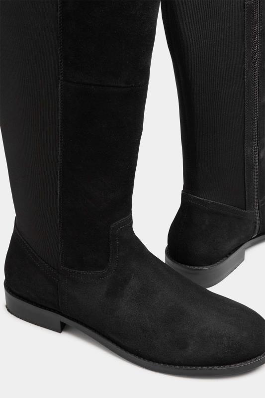 LTS Black Over The Knee 50/50 Suede Boot In Standard Fit 6