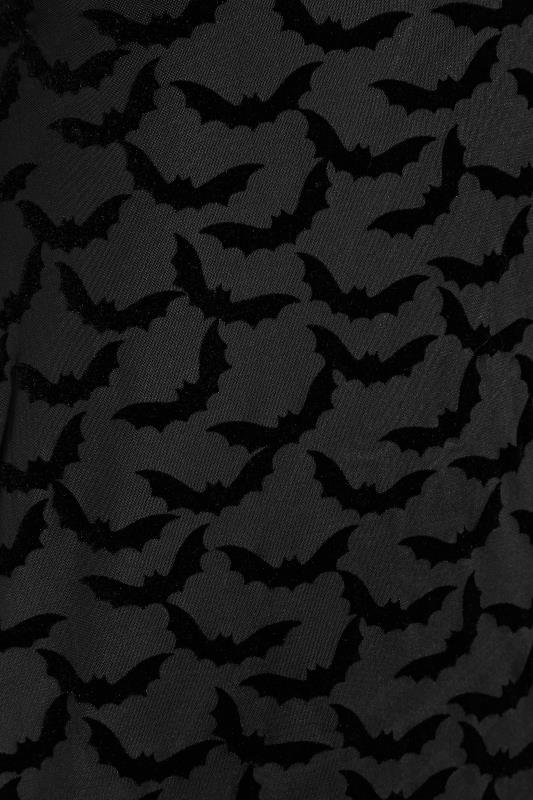 YOURS LONDON Plus Size Black Flocked Halloween Bat Mesh Dress | Yours Clothing 6