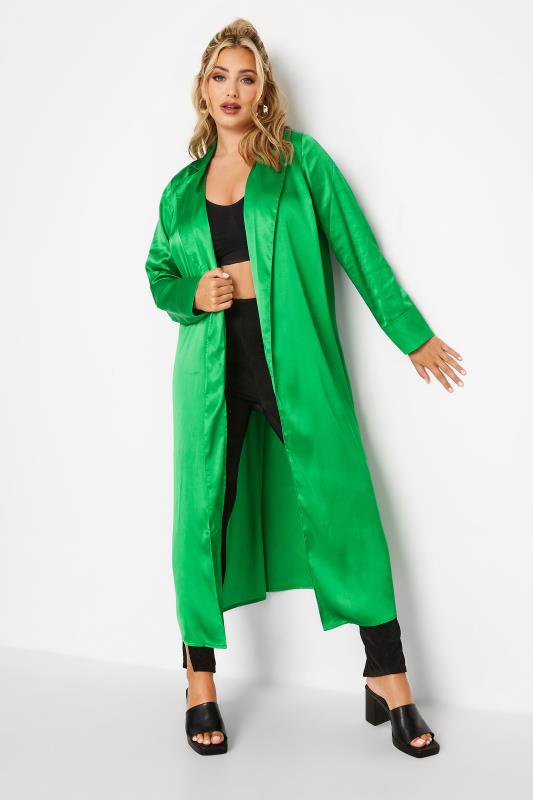 LIMITED COLECTION Plus Size Apple Green Satin Longline Kimono | Yours Clothing  1