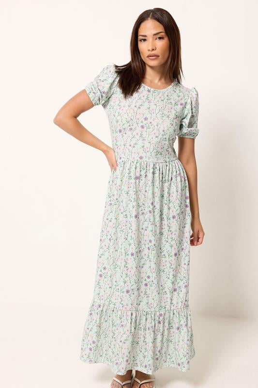 PixieGirls Petite Sage Green Floral Maxi Dress | PixieGirl 1