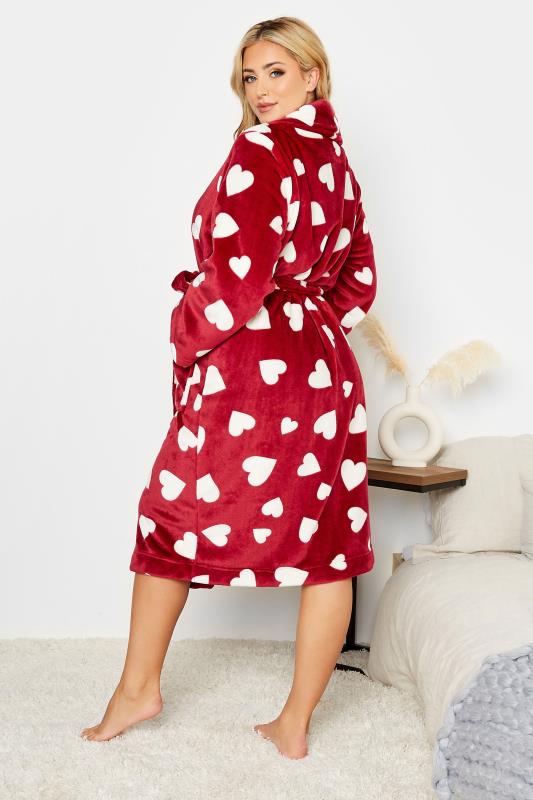 Curve Red Love Heart Dressing Gown | Yours Clothing 4
