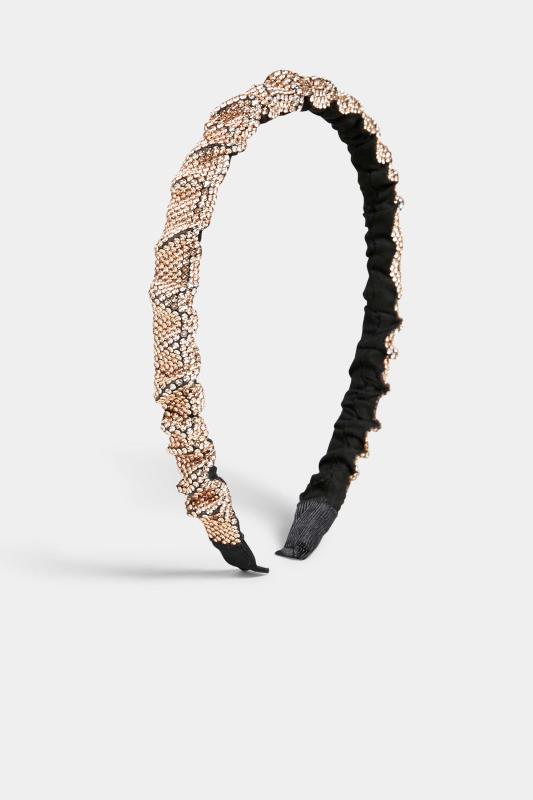 Rose Gold Diamante Ruched Headband | Yours Clothing 2