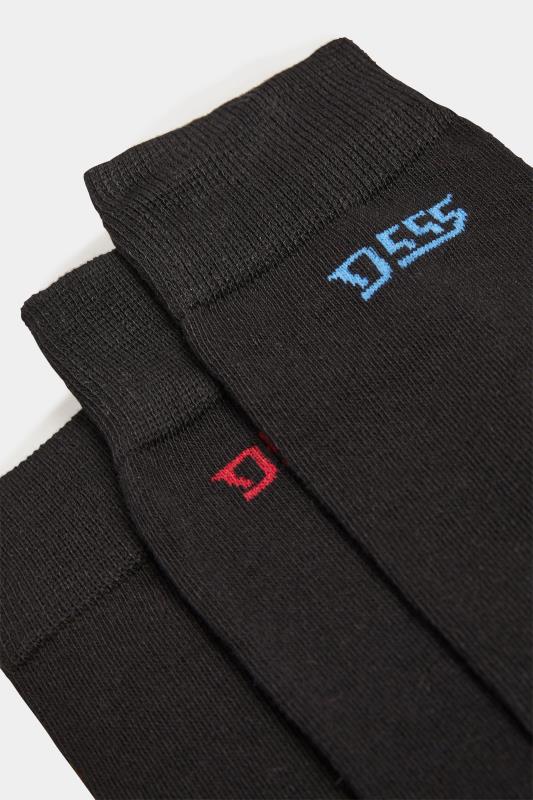 D555 3 PACK Black Contrasting Heel Cotton Blend Socks | BadRhino 2