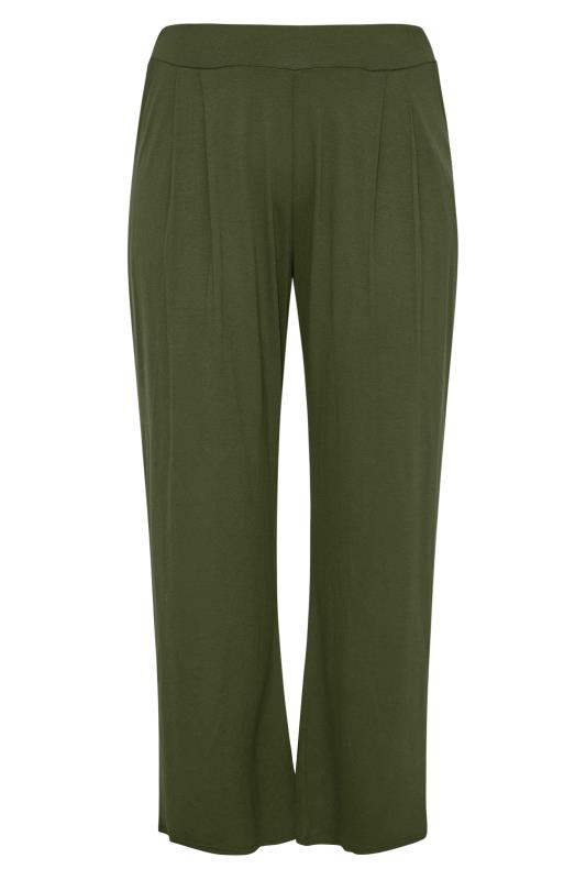 YOURS Curve Plus Size Khaki Green Pleated Wide Leg Trousers | Yours Clothing 6