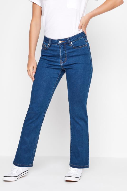 Petite Mid Blue Straight Leg Jeans | PixieGirl 1