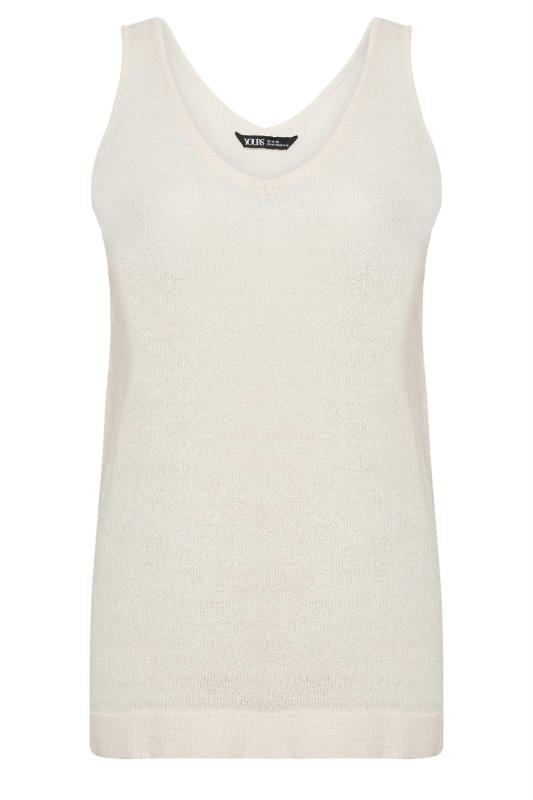 YOURS Plus Size White Knitted Vest Top | Yours Clothing 5