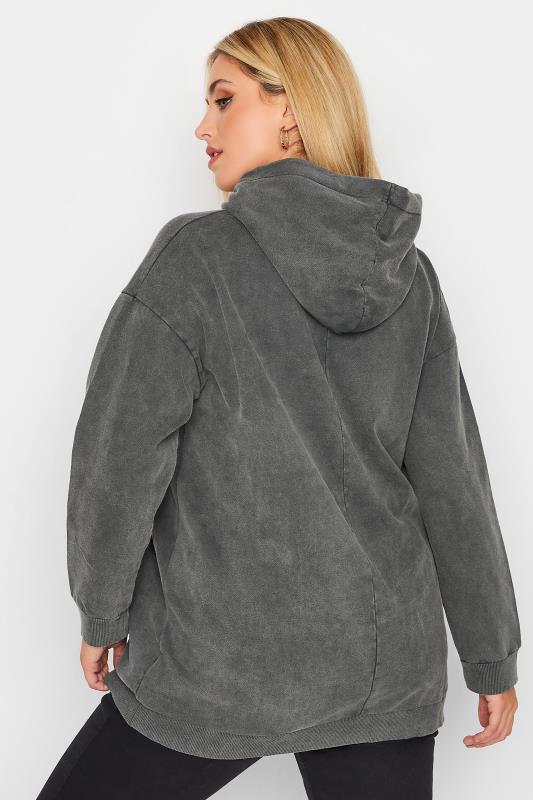 Plus Size Charcoal Grey 'Los Angeles' Slogan Hoodie | Yours Clothing 3