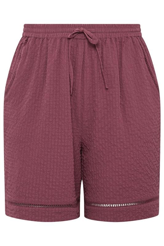 YOURS Plus Size Pink Ladder Detail Shorts | Yours Clothing 5