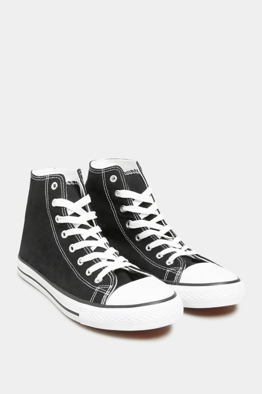 LTS Black Canvas High Top Trainers In Standard Fit | Long Tall Sally 2