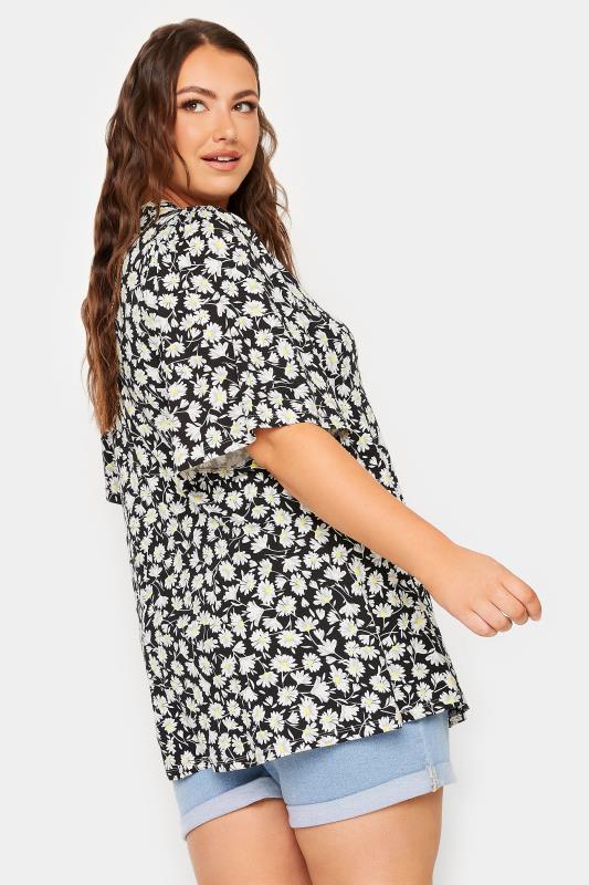 YOURS Curve Plus Size Black Floral Top | Yours Clothing