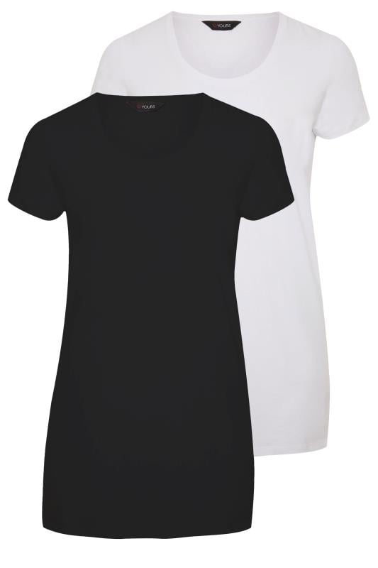 YOURS Plus Size 2 PACK Black & White Longline T-Shirts | Yours Clothing  6