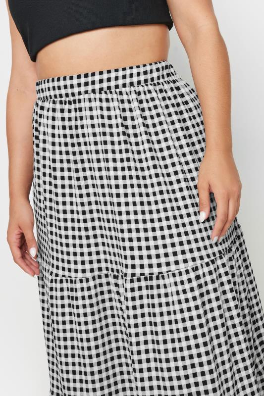 YOURS Plus Size Black Gingham Textured Maxi Skirt | Yours Clothing 4