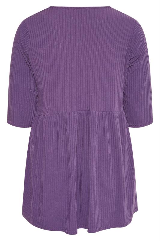 LIMITED COLLECTION Curve Purple Ribbed Smock Top 7