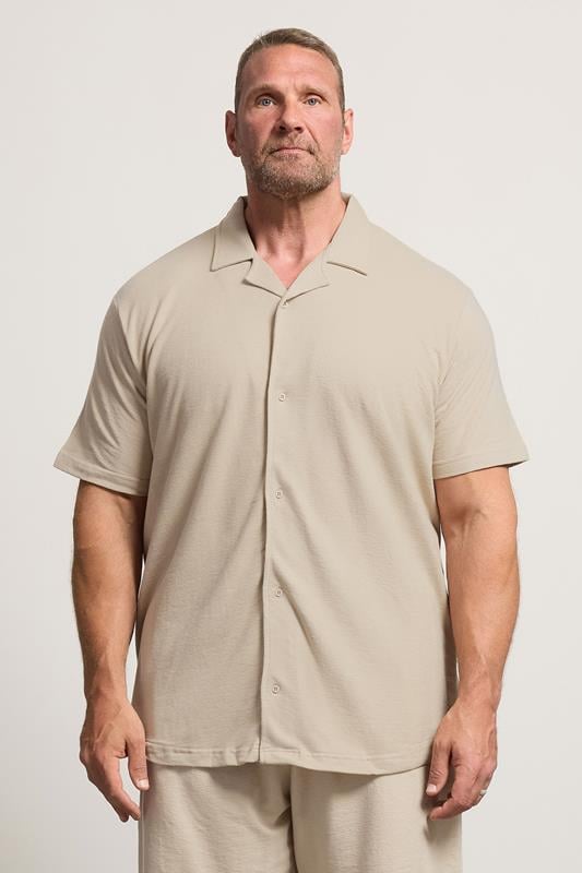 BadRhino Big & Tall Stone Brown Revere Jersey Shirt | BadRhino 1