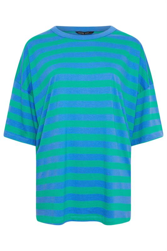LIMITED COLLECTION Curve Blue & Green Stripe Boxy T-Shirt | Yours Clothing  6