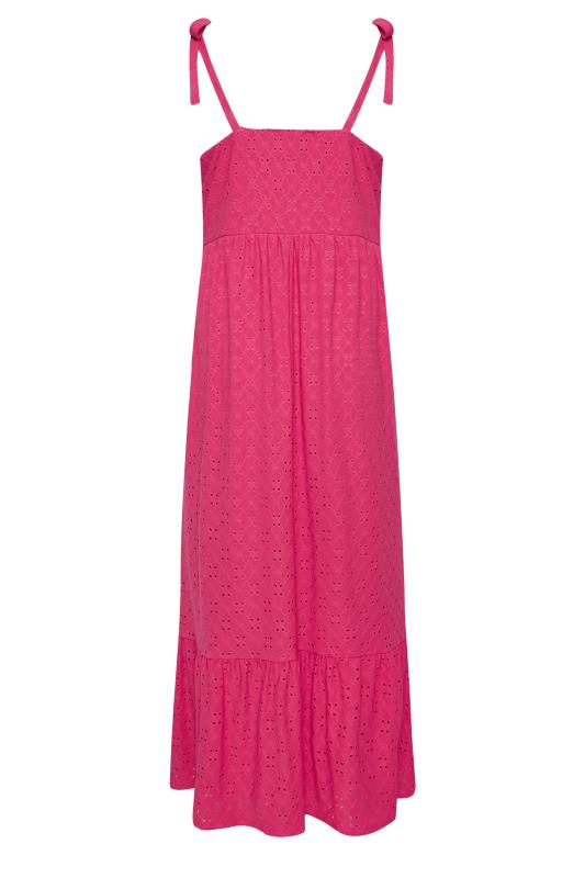 YOURS Curve Plus Size Hot Pink Broderie Anglaise Maxi Dress | Yours Clothing  7