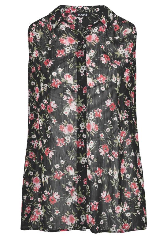 Curve Black Floral Sleeveless Swing Blouse 2