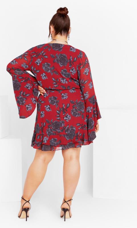 Plus Size  City Chic Red Rose Wrap Dress