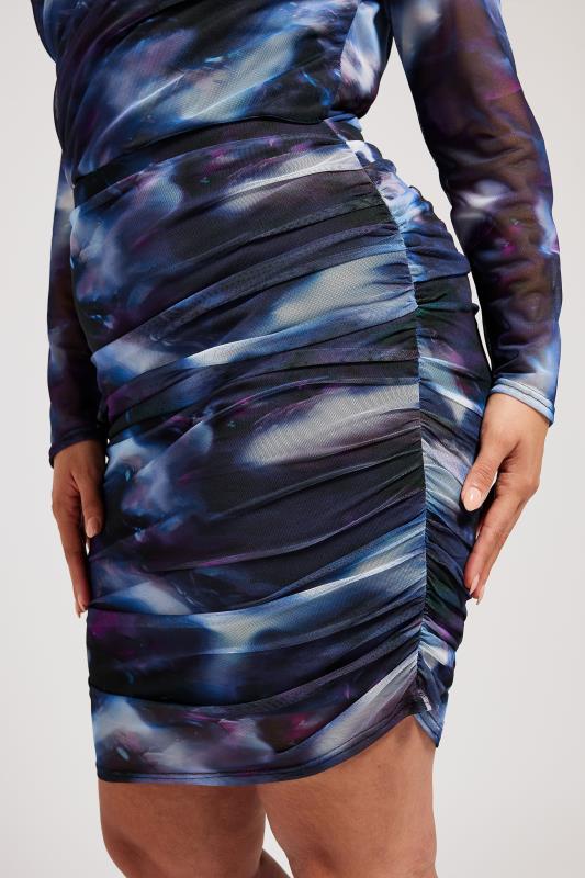 YOURS LONDON Plus Size Purple Mesh Abstract Print Skirt | Yours Clothing 4