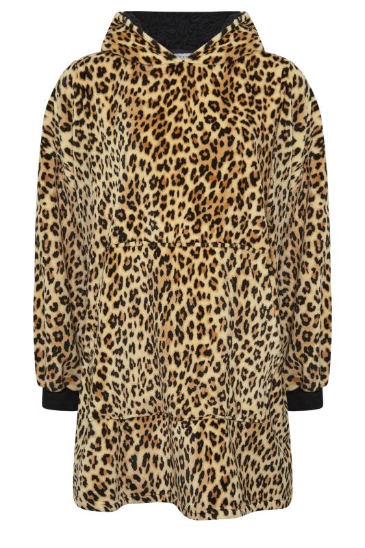 YOURS Plus Size Brown Leopard Print Snuggle Hoodie | Yours Clothing 6
