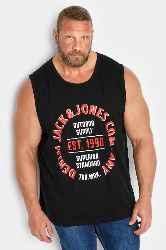 Men's  JACK & JONES Big & Tall Black Logo Print Vest