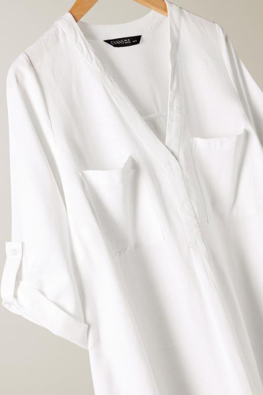 EVANS Plus Size White Linen Utility Top | Evans  7