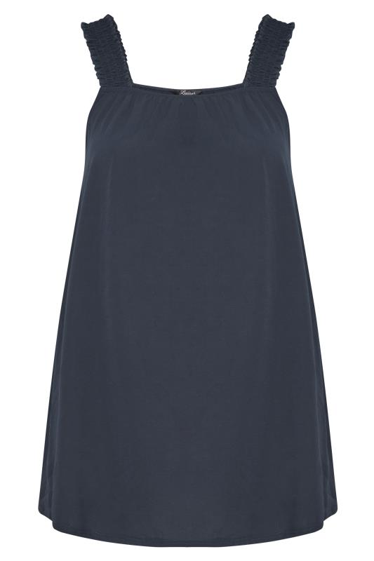 LIMITED COLLECTION Curve Navy Blue Shirred Strap Vest Top_X.jpg