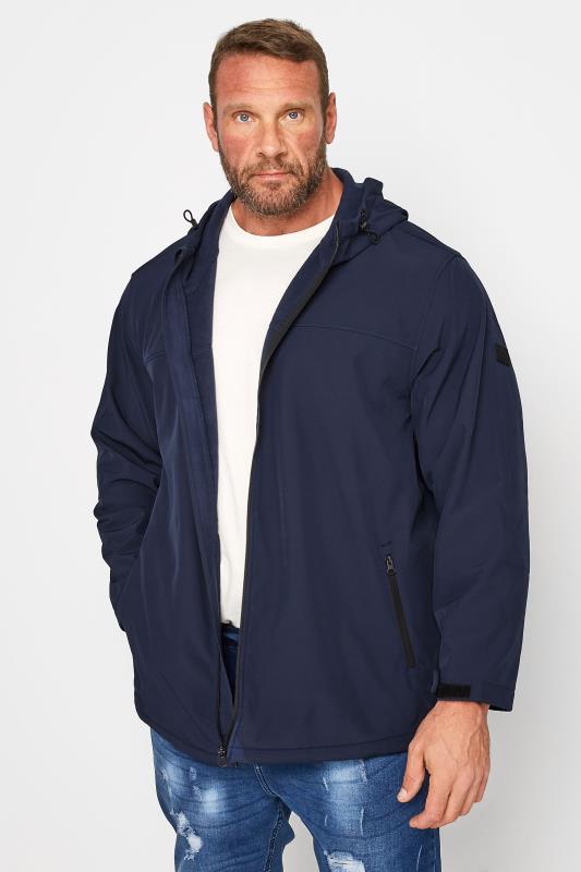 Men's  JACK & JONES Big & Tall Navy Blue Hooded Softshell Jacket