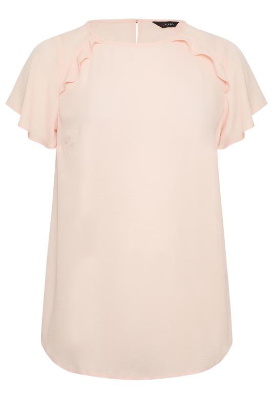 YOURS Plus Size Pink Frill Short Sleeve Blouse | Yours Clothing 6