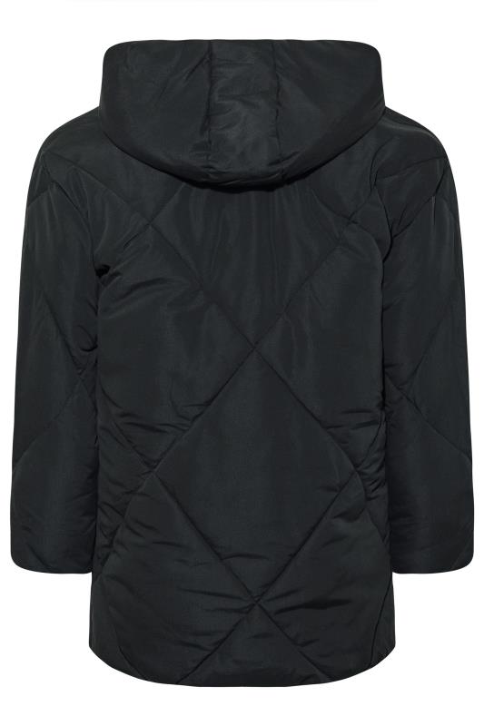Plus Size Black Quilted Shawl Collar Coat | Yours Clothing 7