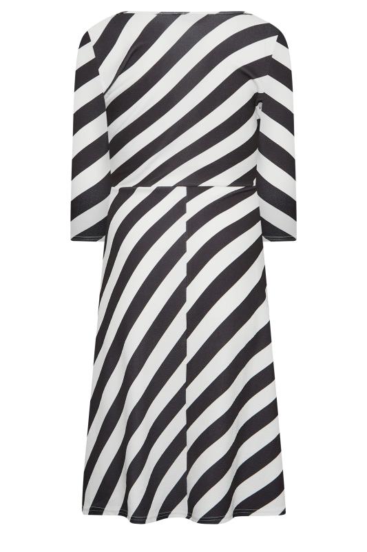YOURS PETITE Plus Size Black & White Stripe Wrap Dress | Yours Clothing 7