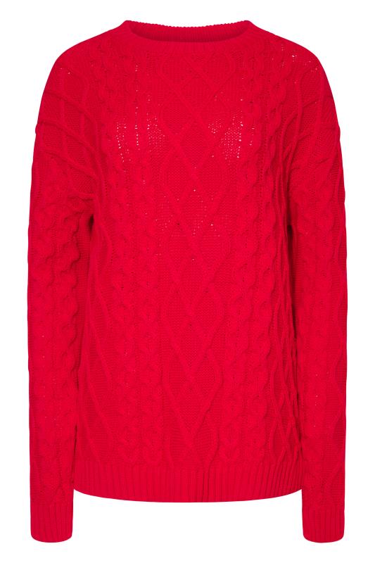 LTS Tall Bright Red Cable Knit Jumper 6