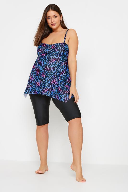 YOURS Plus Size Blue & Pink Ombre Leopard Print Tankini Top | Yours Clothing 5
