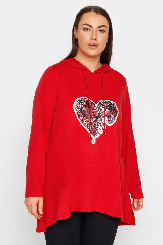 Plus Size  Ave Leisure Red Heart Love Hoodie