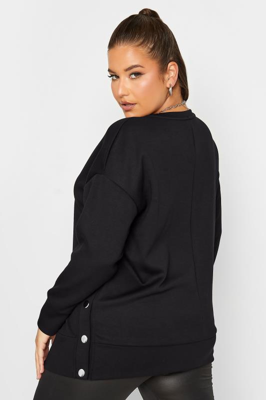 Plus Size Black Button Detail Sweatshirt | Yours Clothing 4
